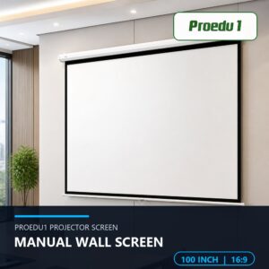 Proedu1 Manual Projector Screen 100 Inch 16:9 พร้อมโลโก้ Proedu1 ขนาด 100 นิ้ว อัตราส่วน 16:9