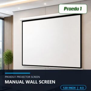 Proedu1 Manual Projector Screen 120 Inch 4:3 พร้อมโลโก้ Proedu1 ขนาด 120 นิ้ว อัตราส่วน 4:3