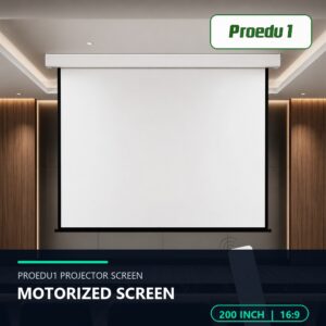 Proedu1 Motorized Projector Screen 200 Inch 16:9 พร้อมโลโก้ Proedu1 ขนาด 200 นิ้ว อัตราส่วน 16:9