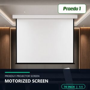 Proedu1 Motorized Projector Screen 70 Inch 1:1 พร้อมโลโก้ Proedu1 ขนาด 70 นิ้ว อัตราส่วน 1:1
